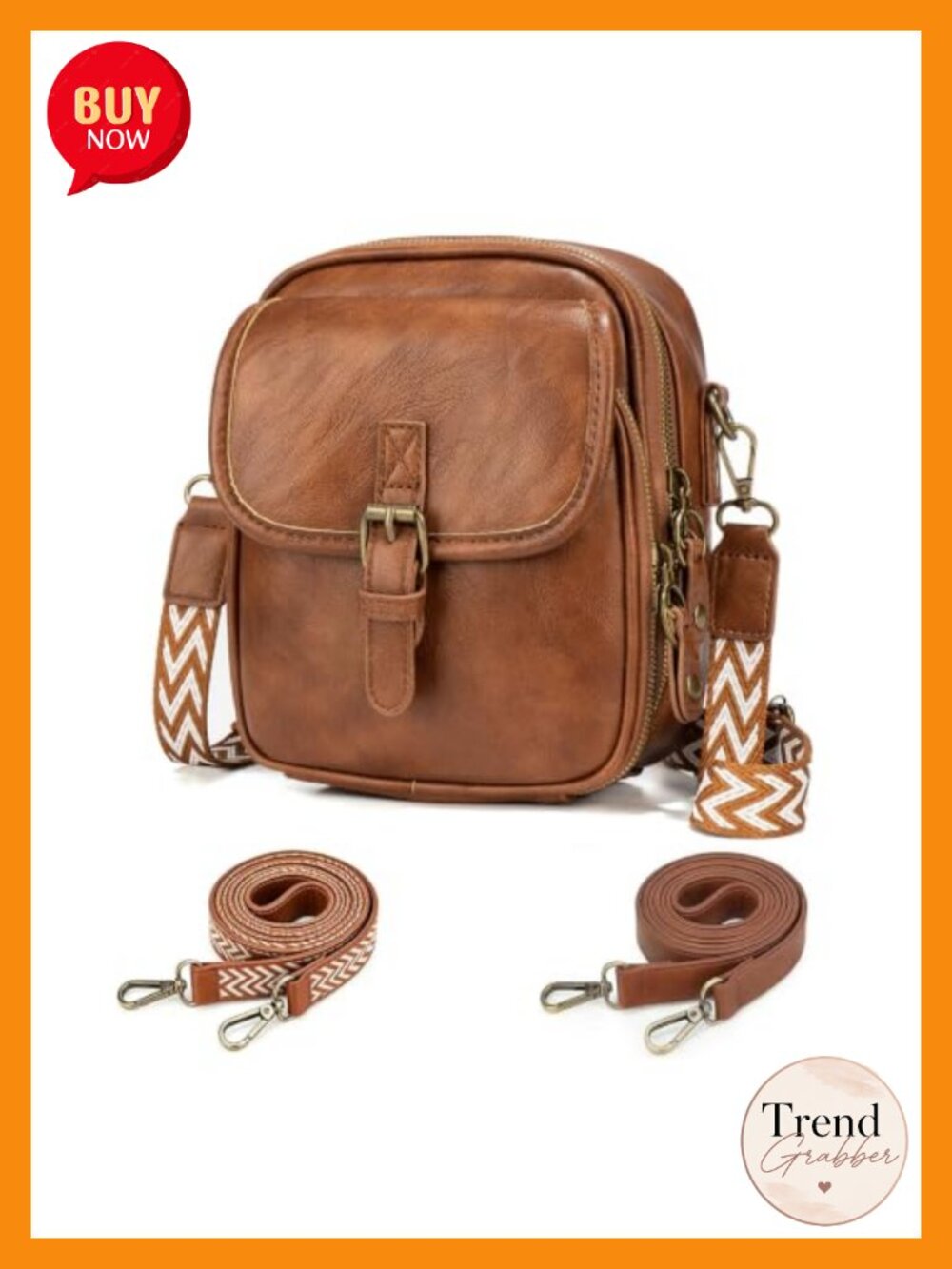 Anti Theft Crossbody Bag RFID Vegan Leather Messenger 2 Straps
